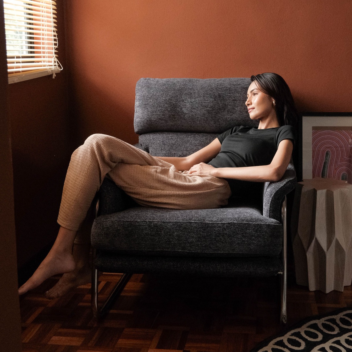 Jasper Mid Century Coal Grey Lounge Chair