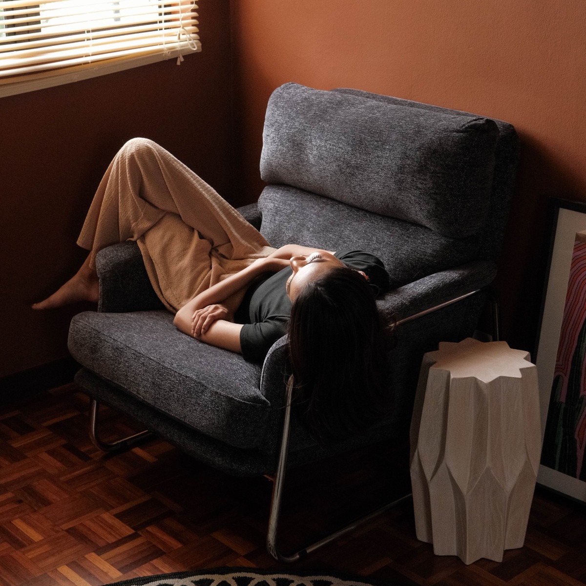 Jasper Mid Century Coal Grey Lounge Chair