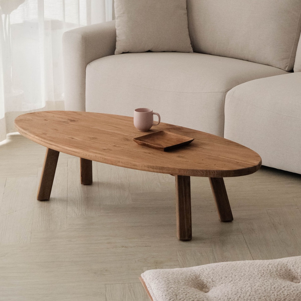 Reclaimed Wood Oval Coffee Table