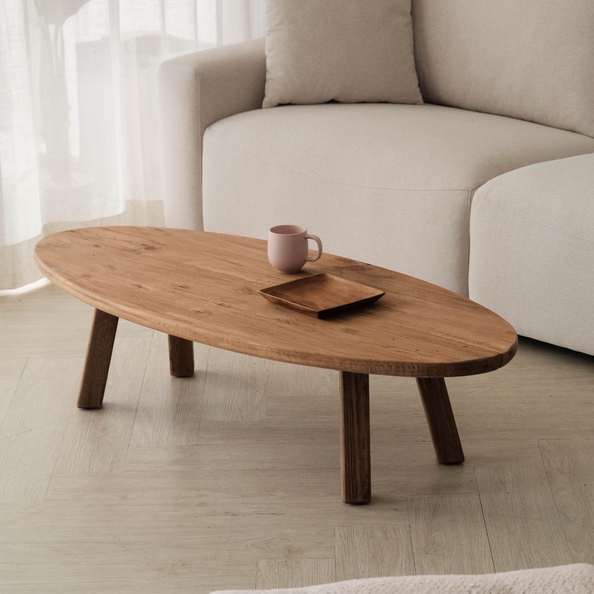 Reclaimed Wood Oval Coffee Table