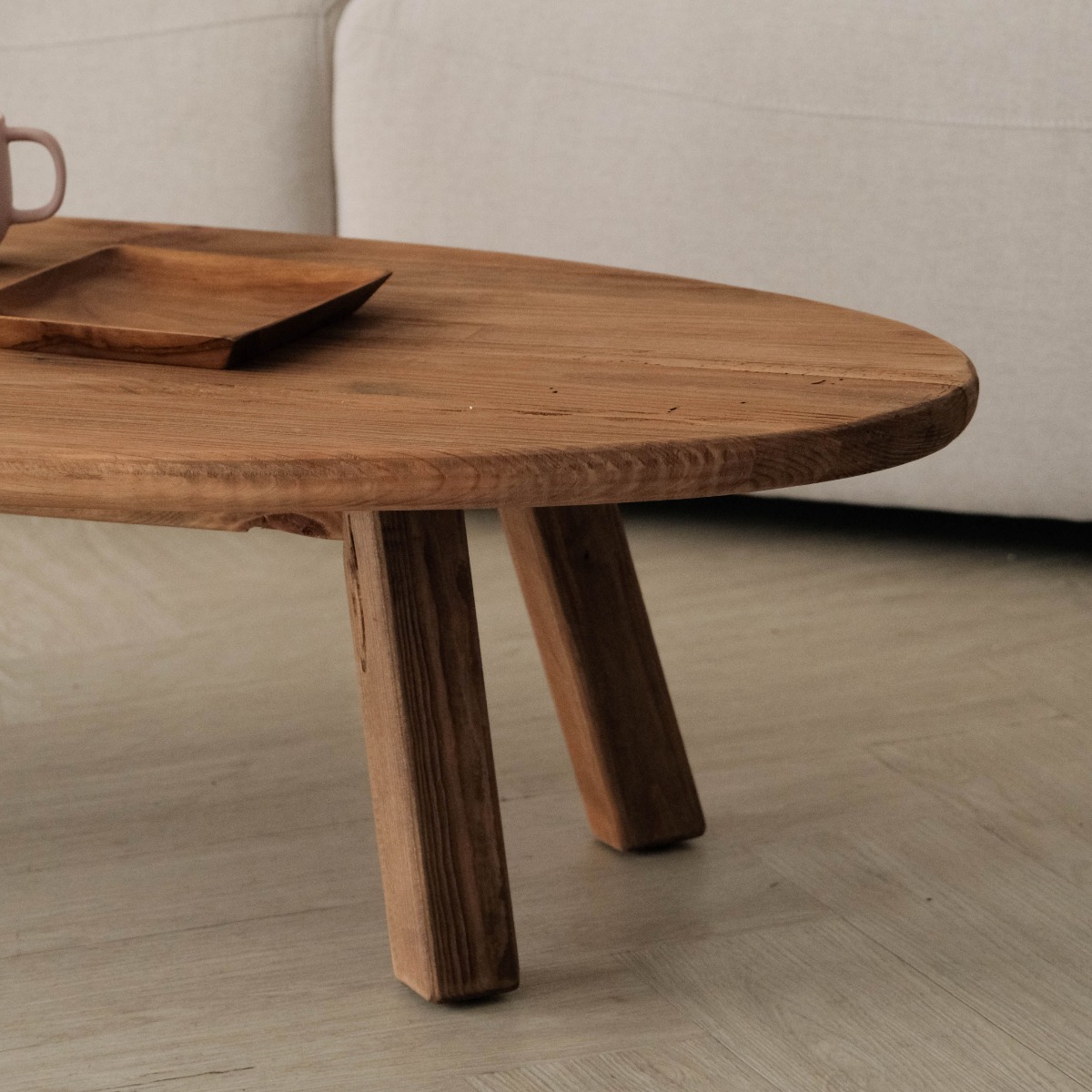 Reclaimed Wood Oval Coffee Table