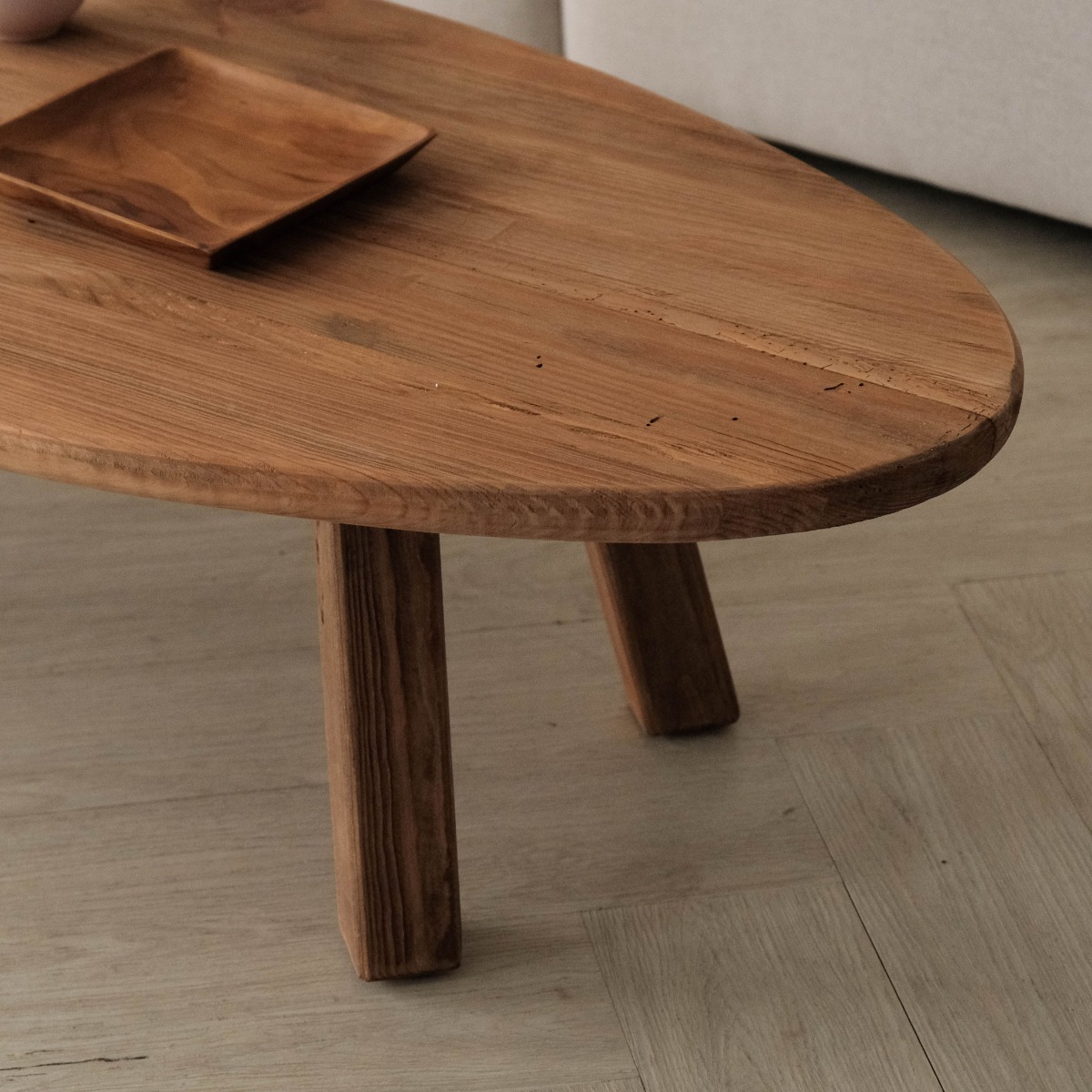 Reclaimed Wood Oval Coffee Table