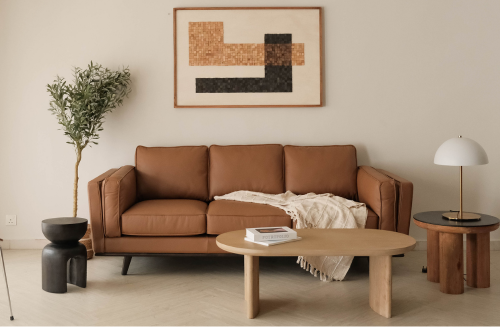 Mid-century contemporary modern sofa with no-fuss upholstery