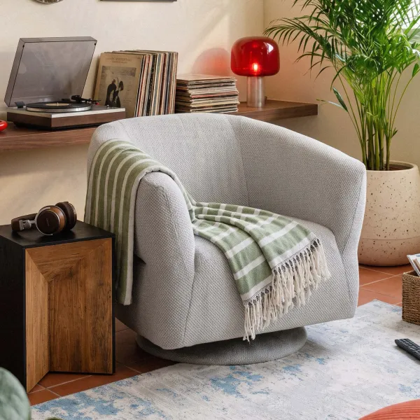 Monroe Mist Grey Swivel Lounge Chair
