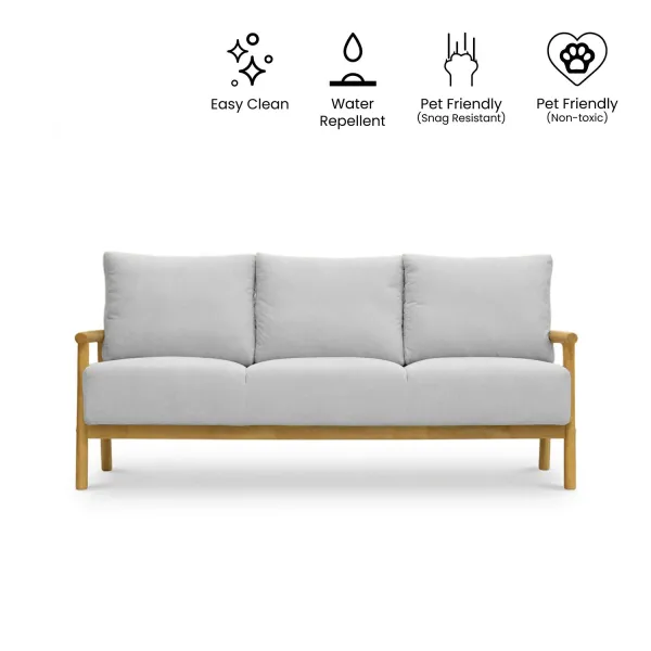 Mori Light Grey 3 Seater Sofa