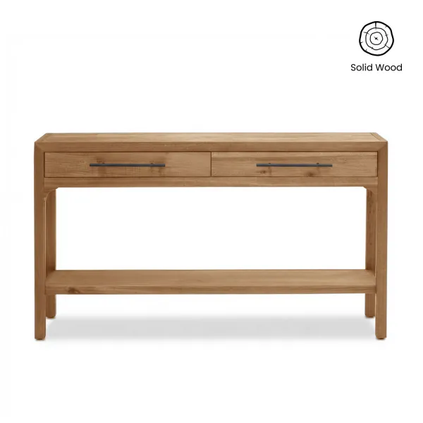 Ming Honey Oak 2 Drawers Console Table