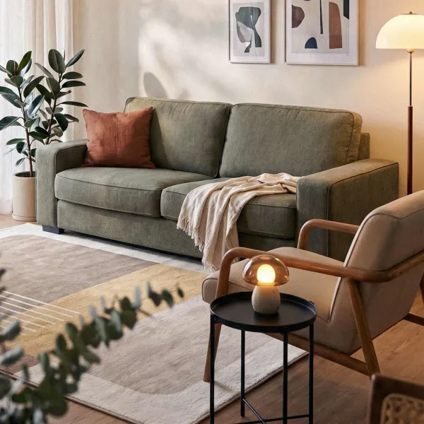 Klaus Retro Green 3 Seater Sofa