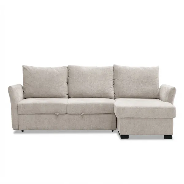 Asher Light Beige Sectional Sofa Bed With Storage