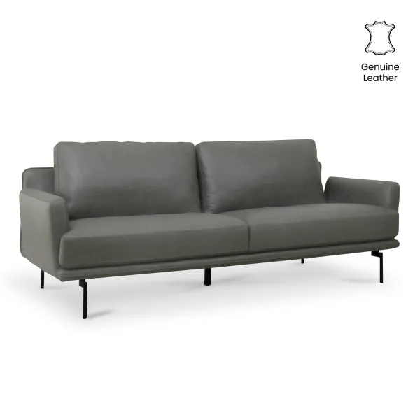Karl Smoke Grey Full Leather 4 Seater Sofa