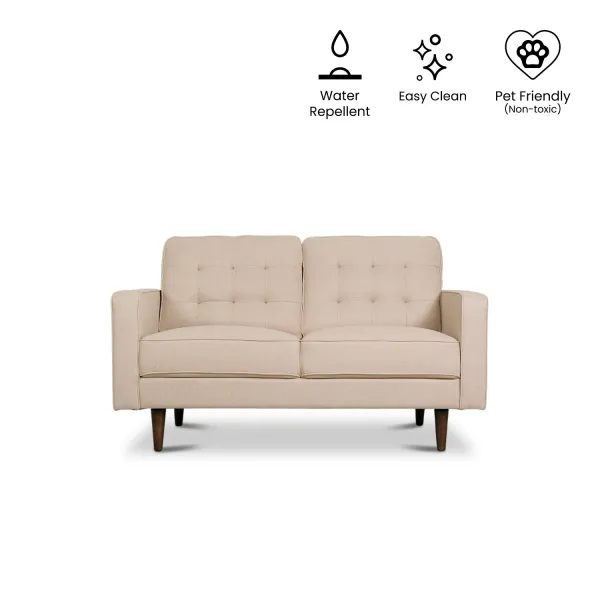 Jane Light Beige Mid-Century 2 Seater Sofa
