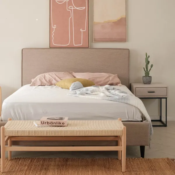 Ava Sand Beige King Bed