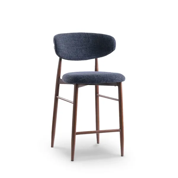 Bliss Walnut Counter Stool Midnight Blue