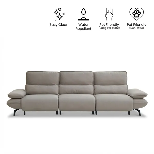 Vannessa Sand Beige 3 Seater Triple-Power Reclining Sofa With Adjustable Back