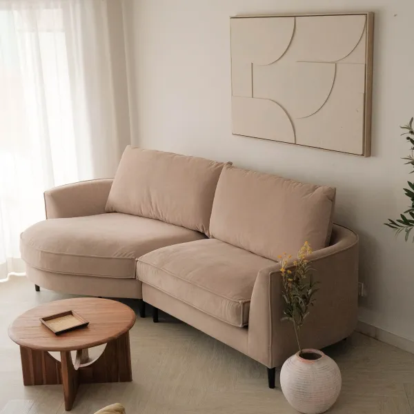 Sabrina Sand Beige Curve Chaise Right Sectional Sofa