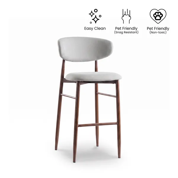 Bliss Walnut Bar Stool Mist Grey