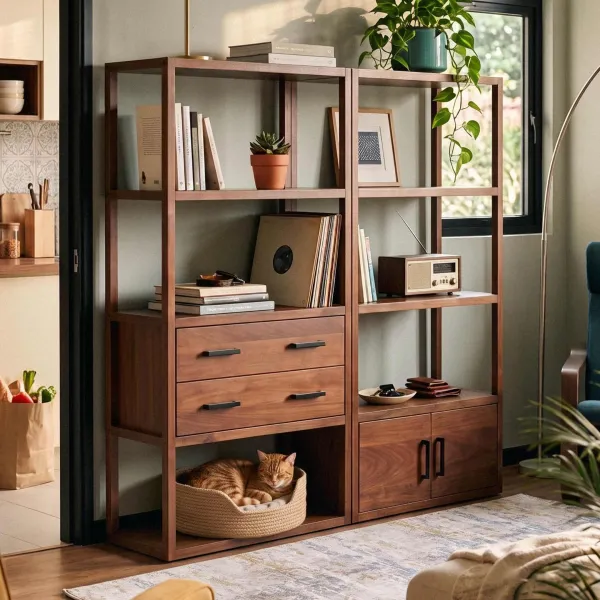 Justin Tall Shelf Divider with 2 Doors