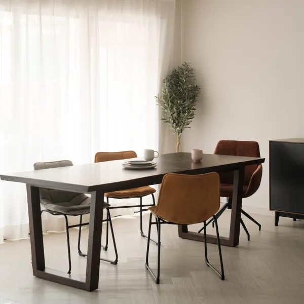 Madeline Cedar Brown Faux Live Edge Dining Table 210cm