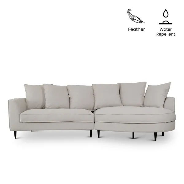 Stephie Oatmeal Curve Chaise Left Sectional Sofa