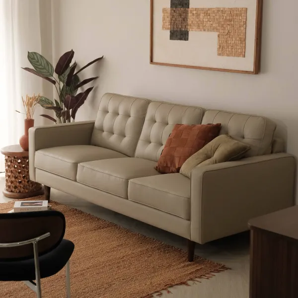 Jane Taupe Mid-Century 3 Seater Sofa