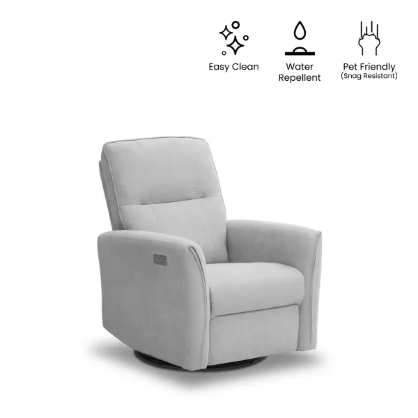 Louisa Pebble Grey Swivel Power Reclining Lounge Chair