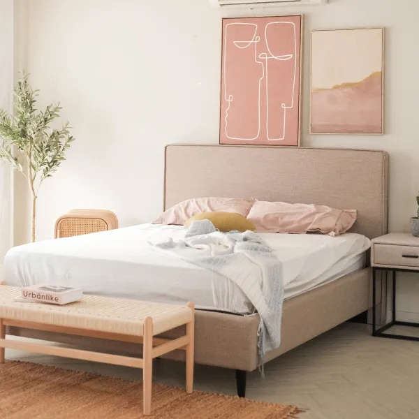 Ava Sand Beige Queen Bed