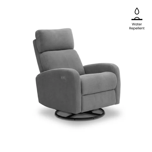 Keef Stone Grey Swivel Power Reclining Lounge Chair