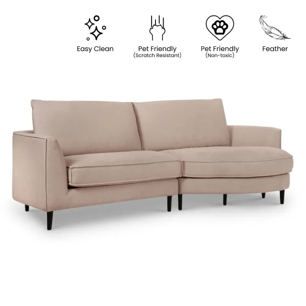 Sabrina Sand Beige Curve Chaise Left Sectional Sofa