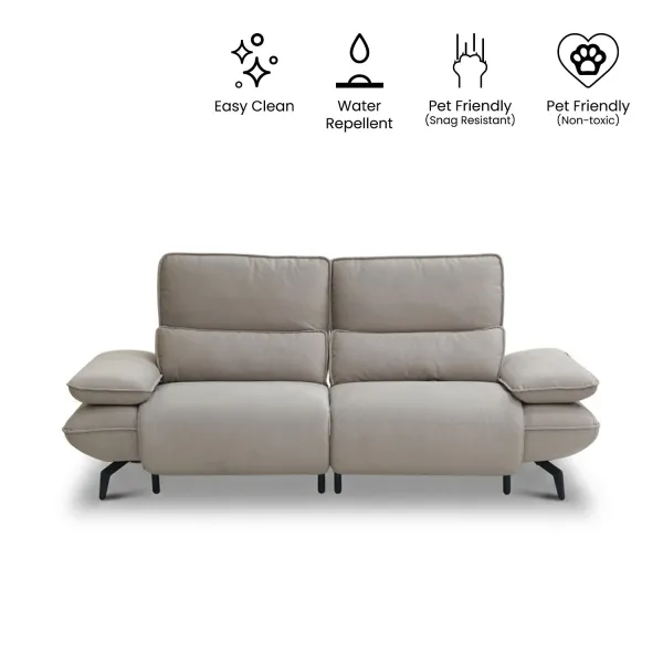 Vannessa Sand Beige 2 Seater Double-Power Reclining Sofa With Adjustable Back