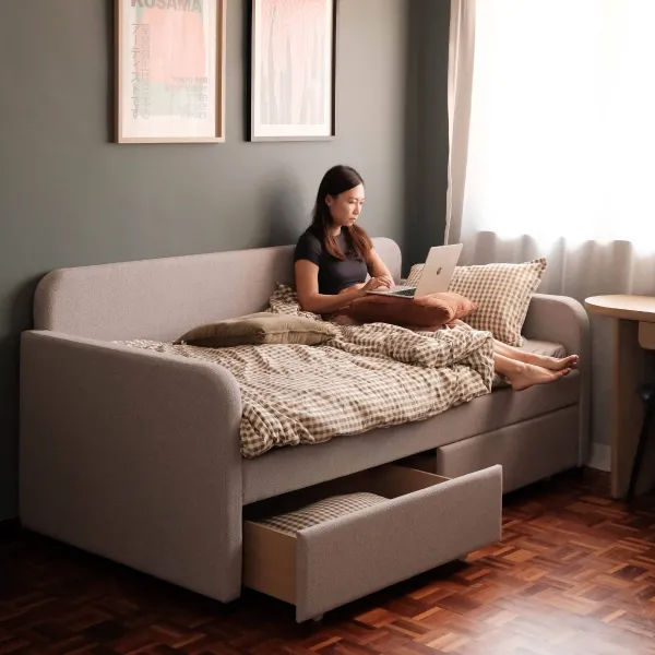 Jedda Mist Grey Single Daybed with 2 Drawers