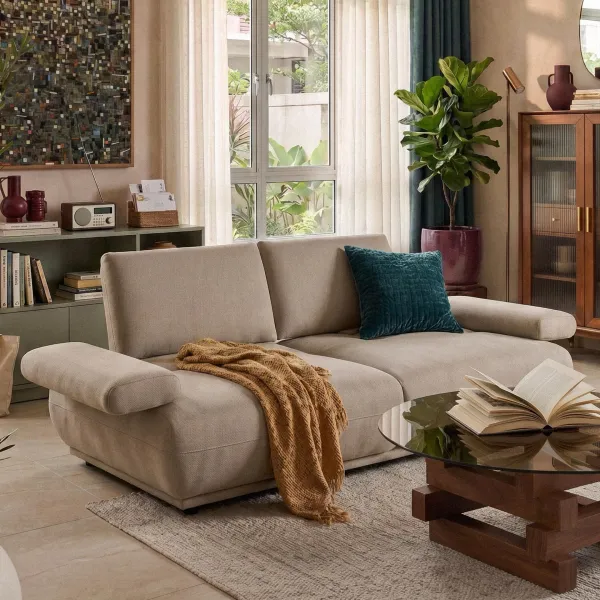 Valeria Sand Brown 3 Seater Sofa With Adjustable Back
