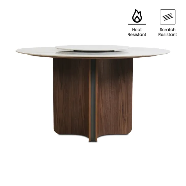 Atlas Ceramic Round Dining Table 135cm with Lazy Susan