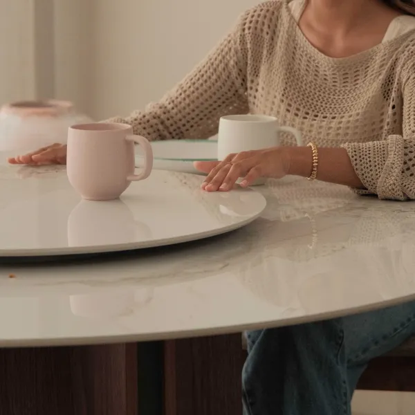 Atlas Ceramic Round Dining Table 135cm with Lazy Susan