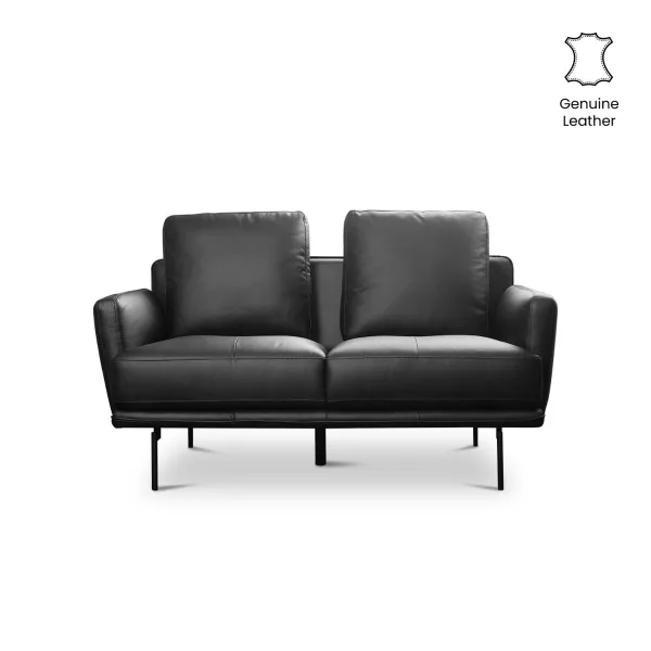 Karl Ebony Full Leather 2 Seater Sofa