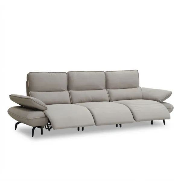Vannessa Sand Beige 3 Seater Triple-Power Reclining Sofa With Adjustable Back