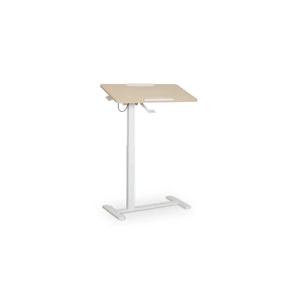 Felix Adjustable Side Table with Castors - Natural & Matt White