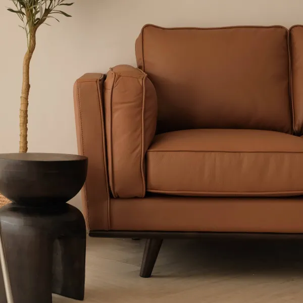 Noah Cognac Full Leather 3 Seater Sofa
