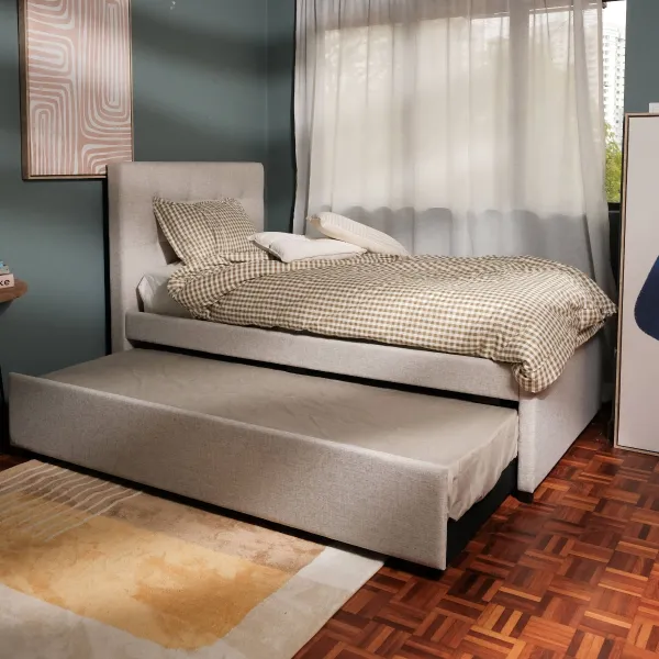 Lillian Oatmeal Super Single Trundle Bed