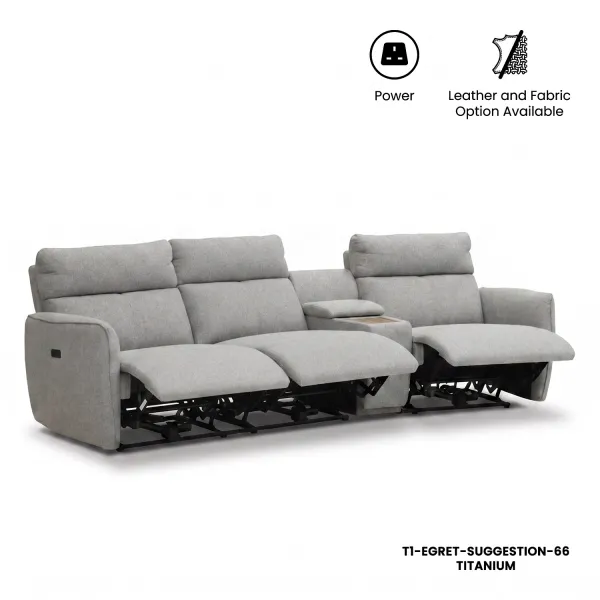 Camilla 3 Seater Triple-Power Reclining Sofa with Trapezoid Console Table