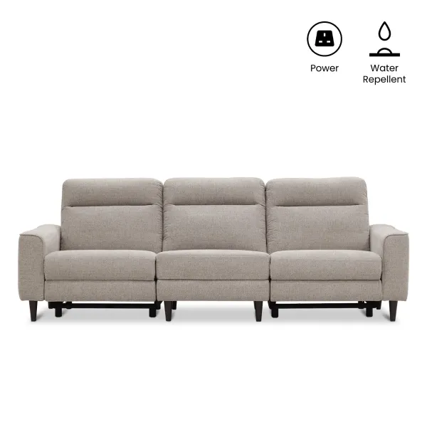 Linus Stone Grey 3 Seater Double-Power Reclining Sofa