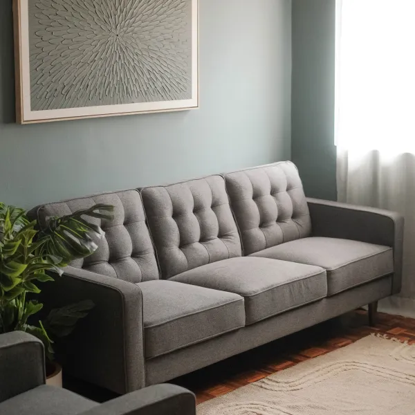 Jane Pebble Grey Mid-Century 3 Seater Sofa