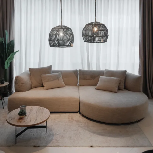 Giselle Sand Brown Round Chaise Left Sectional Sofa