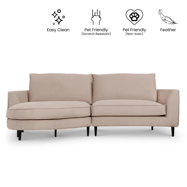 Sabrina Sand Beige Curve Chaise Right Sectional Sofa