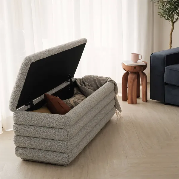 Khloe Cloud Grey Storage Bench