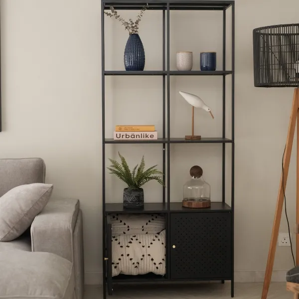 Jeremy Matt Black Tall Shelf with 2 Doors