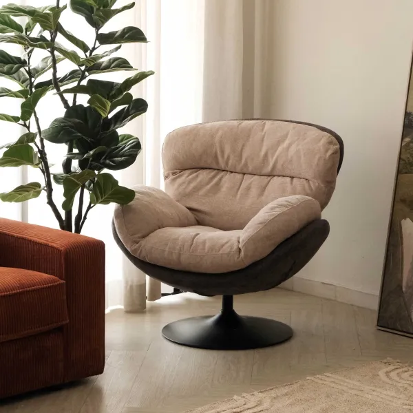 Kozy Oatmeal Swivel Lounge Chair