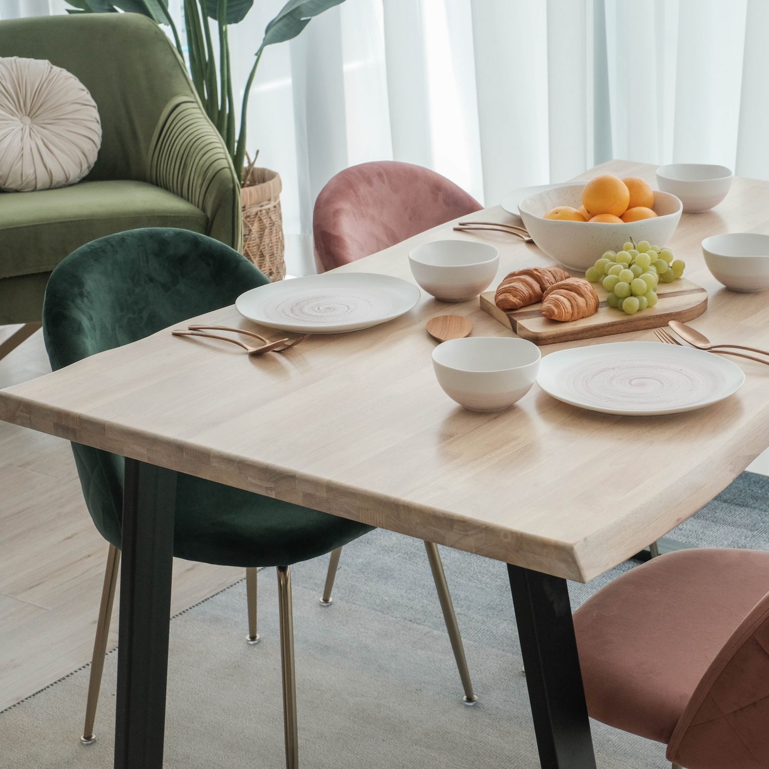 Fletcher Washed Oak Faux Live Edge Dining Table 150cm