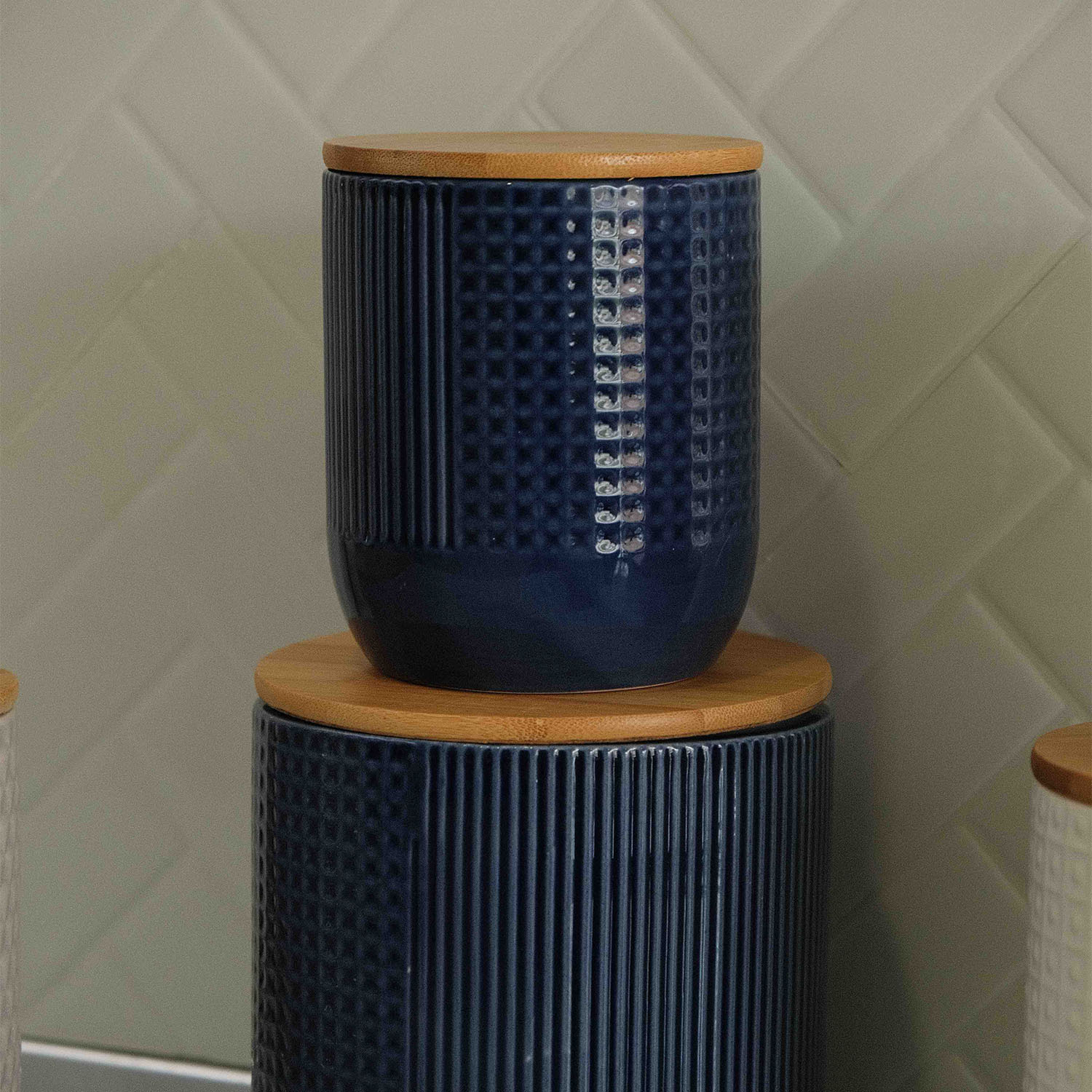 Lana Waffle Navy Large Canister