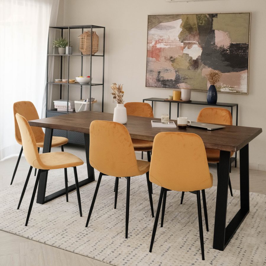Fletcher Cedar Brown Faux Live Edge Dining Table 190cm