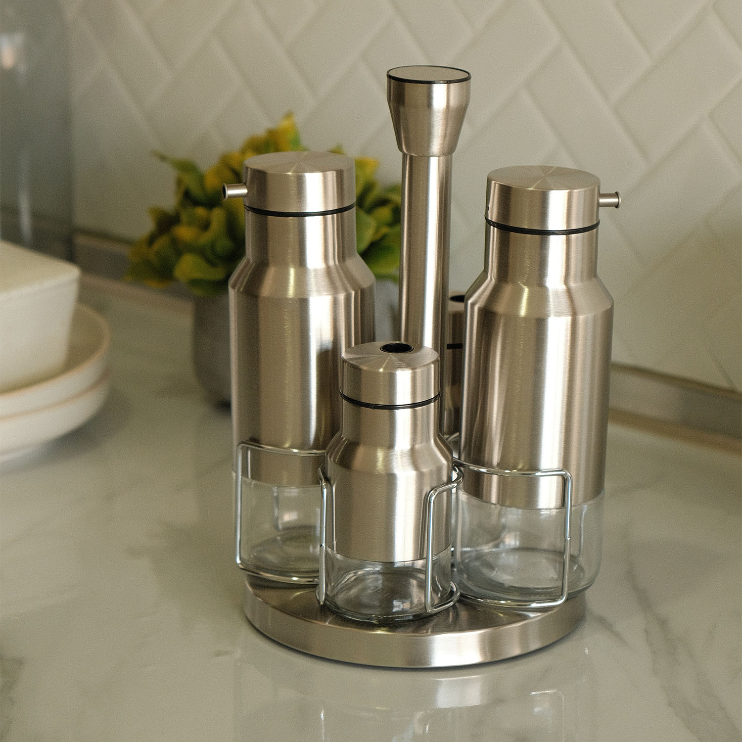 Sylvester 4-pc Jar Set with Rotatory Rack