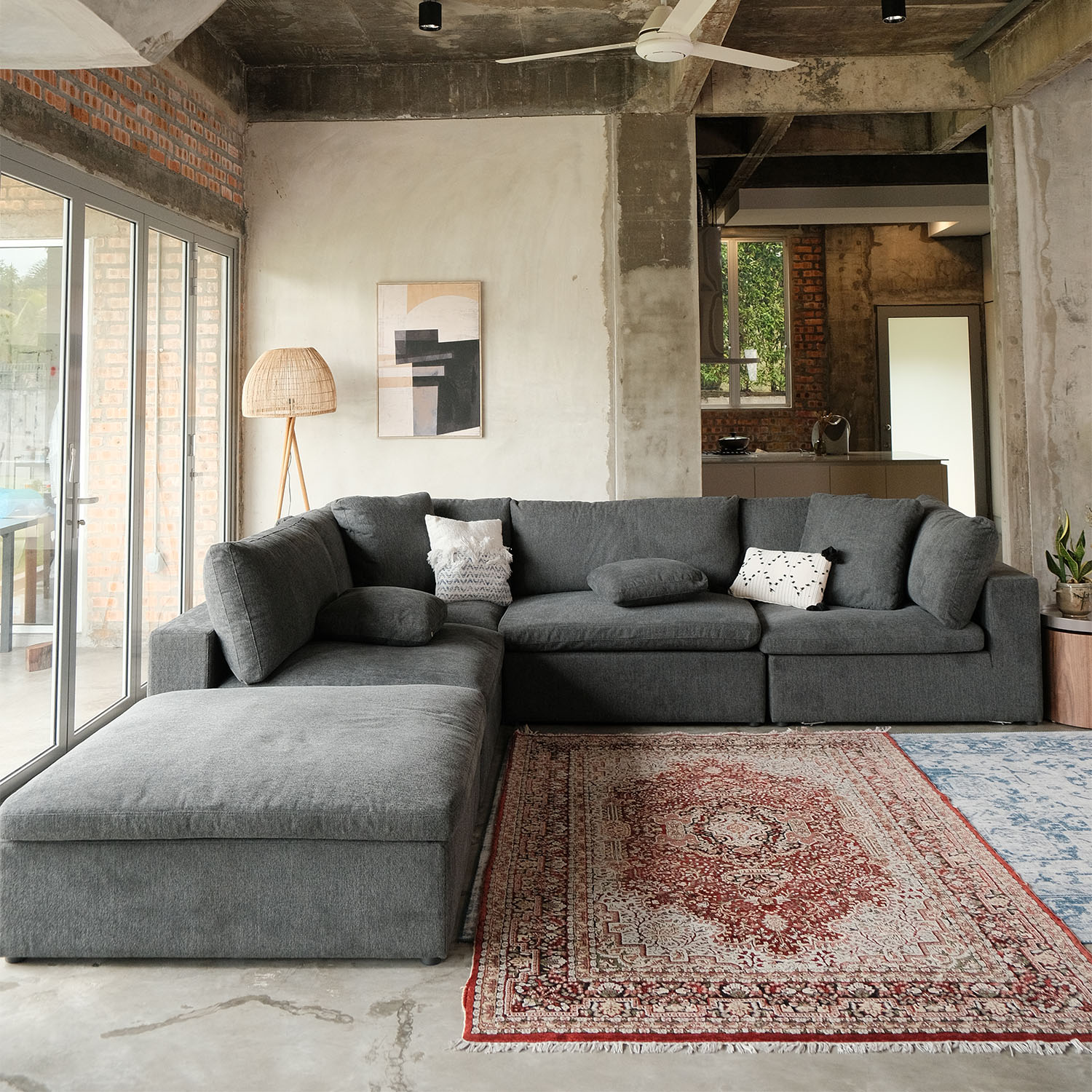 Patrice Luxe Extra Wide Sofa with Ottoman